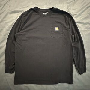 Carhartt Pocket Shirt Long Sleeve Black Crew Neck Mens L Loose Work Utility